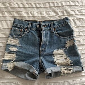 Levi's Blue Distressed Jean Shorts